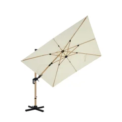 Hot Drawer VEYA Parasol carré déporté en aluminium et effet bois 3x3m