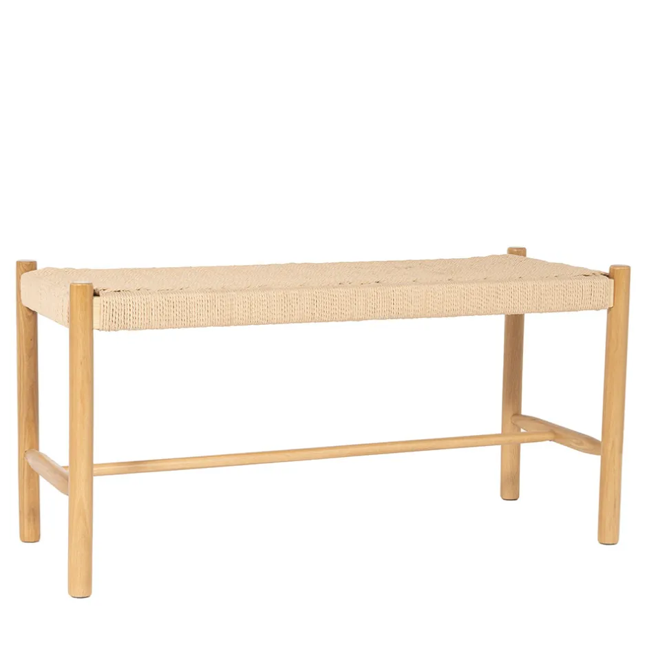 New Drawer VICTOR Banc en corde tressée et bois L90cm
