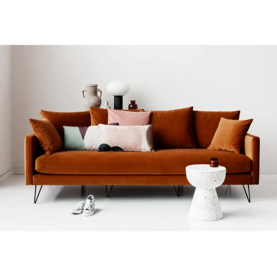Sale Drawer VILLABON Canapé 4 places en velours pieds épingles noirs