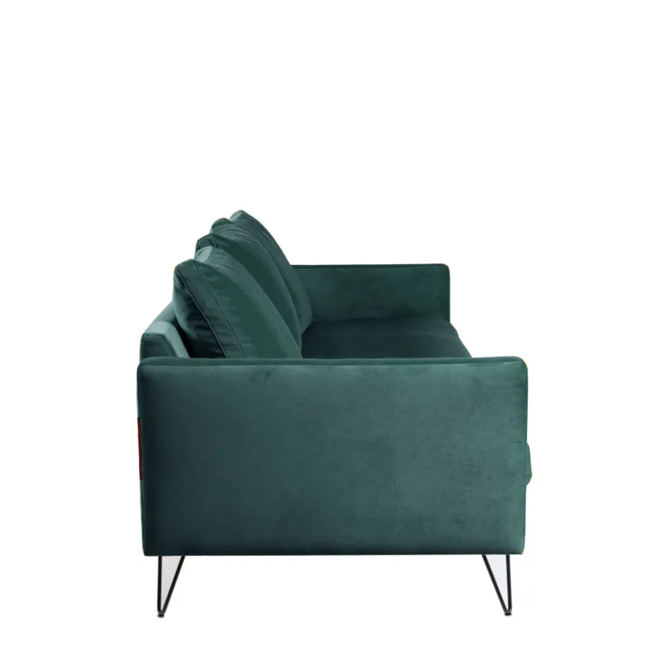 Sale Drawer VILLABON Canapé 4 places en velours pieds épingles noirs