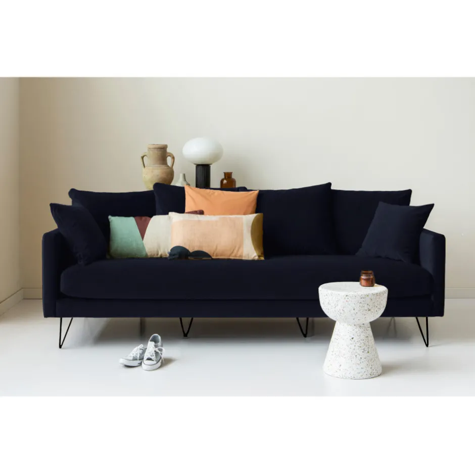 Sale Drawer VILLABON Canapé 4 places en velours pieds épingles noirs