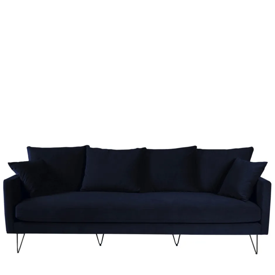 Sale Drawer VILLABON Canapé 4 places en velours pieds épingles noirs