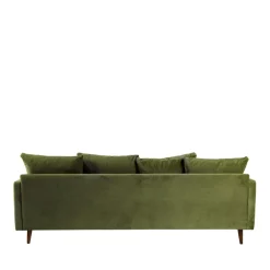 Drawer VILLABON Canapé convertible 3 places en velours pieds bois foncé