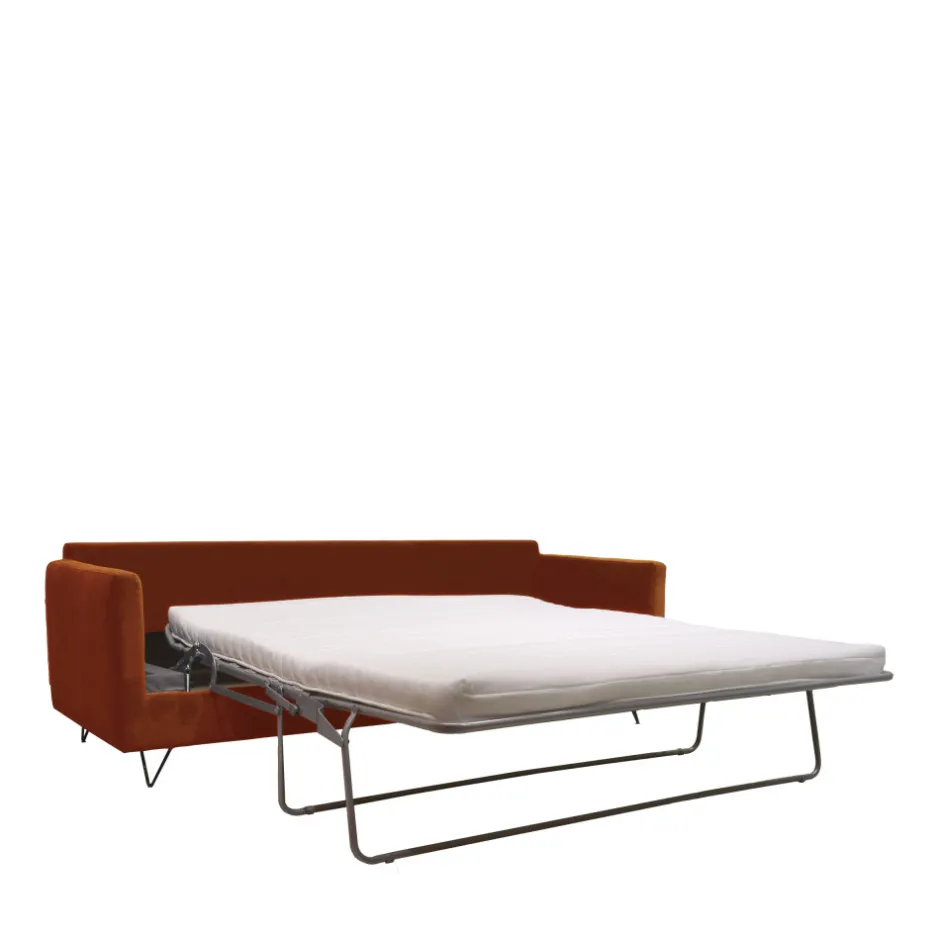 Discount Drawer VILLABON Canapé convertible 4 places en velours pieds épingles noirs