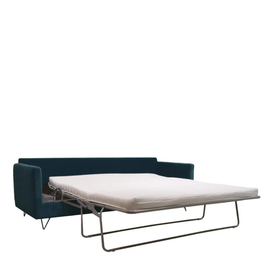 Discount Drawer VILLABON Canapé convertible 4 places en velours pieds épingles noirs