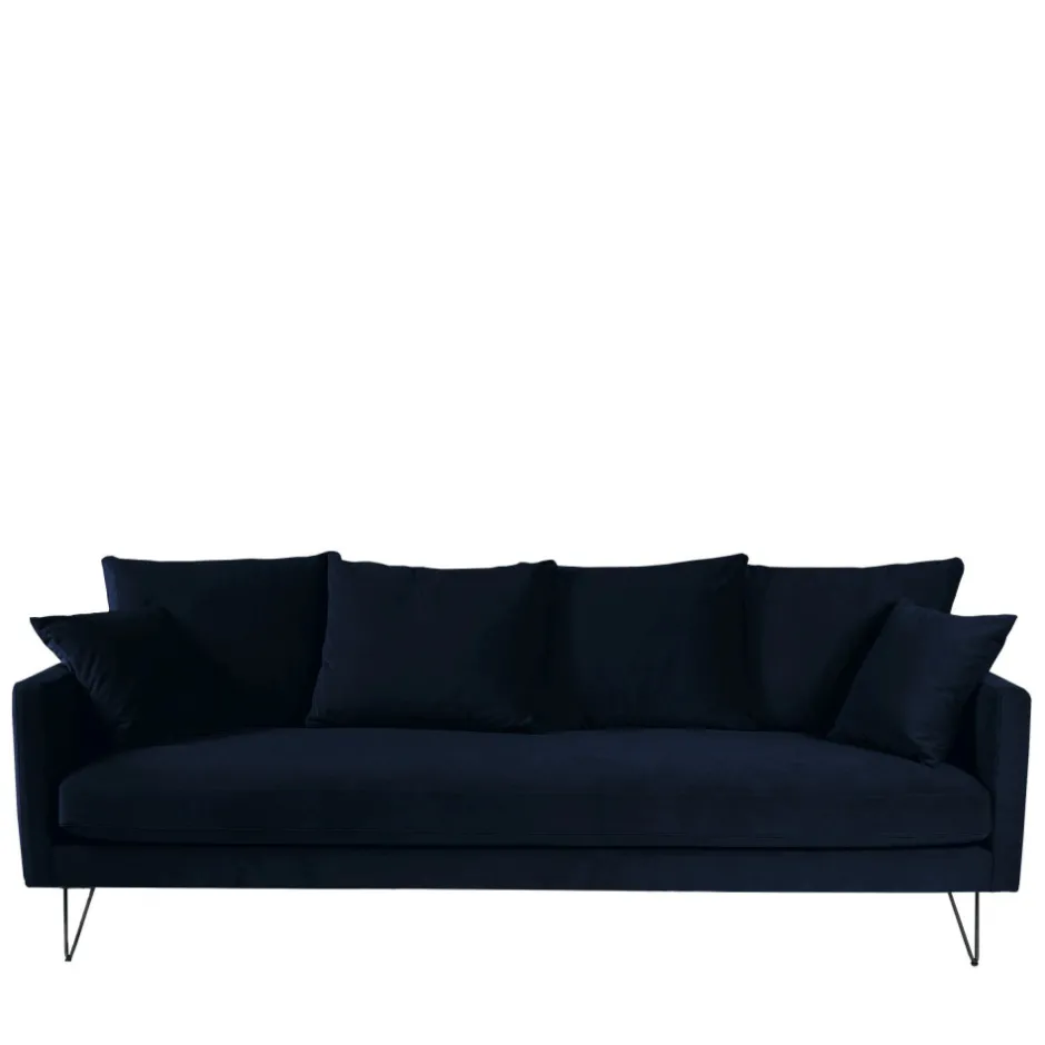 Discount Drawer VILLABON Canapé convertible 4 places en velours pieds épingles noirs