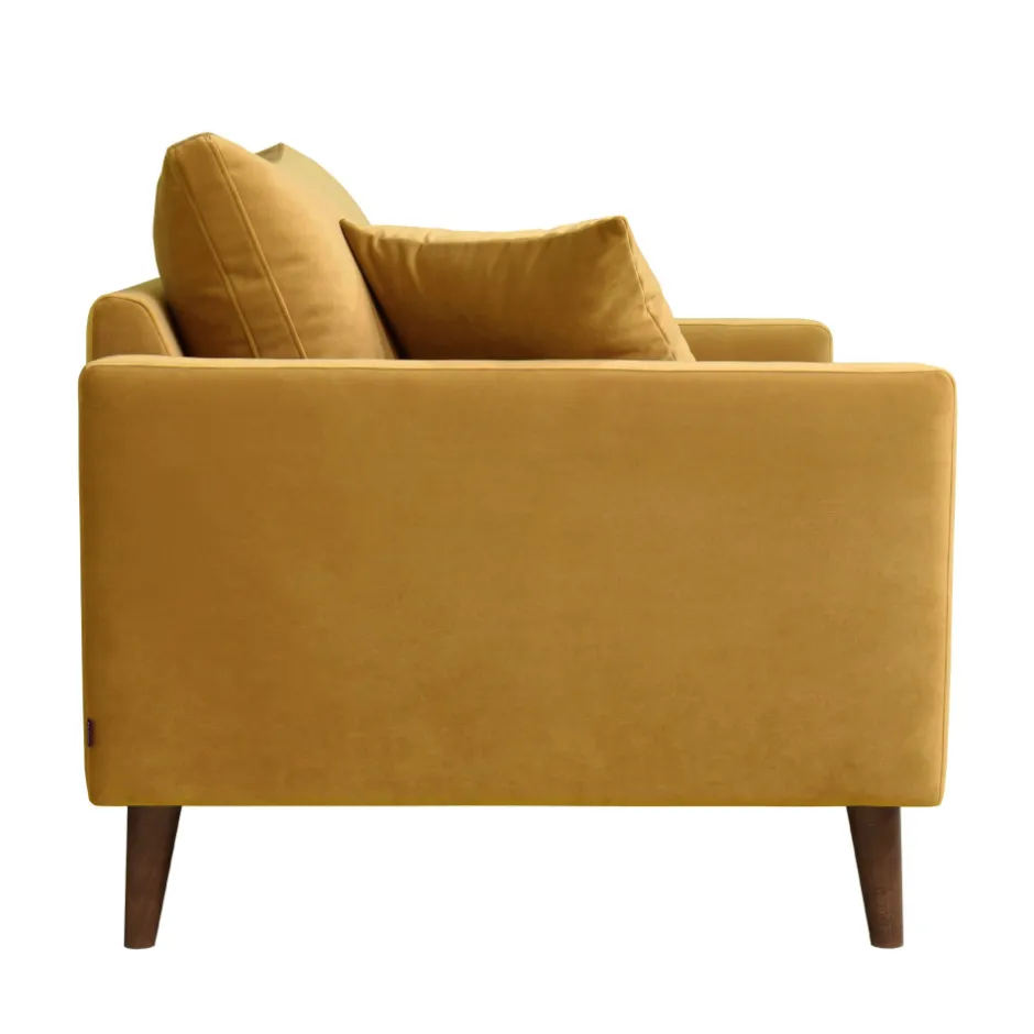 Discount Drawer VILLABON Fauteuil XL en velours pieds bois foncé