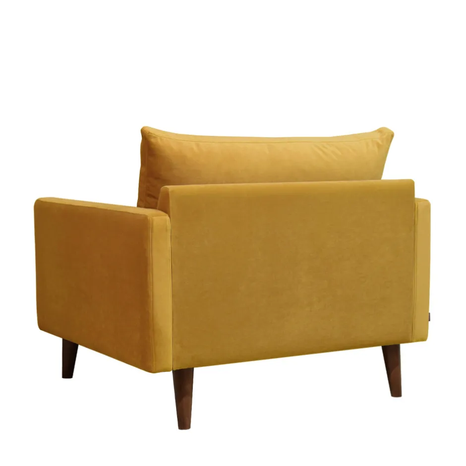 Discount Drawer VILLABON Fauteuil XL en velours pieds bois foncé
