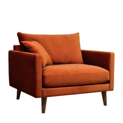 Discount Drawer VILLABON Fauteuil XL en velours pieds bois foncé