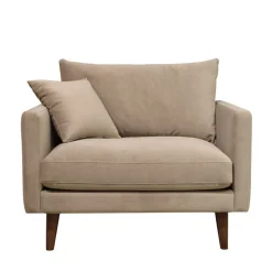 Discount Drawer VILLABON Fauteuil XL en velours pieds bois foncé