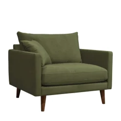 Discount Drawer VILLABON Fauteuil XL en velours pieds bois foncé