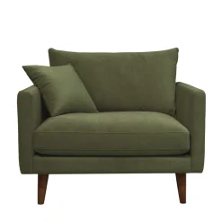 Discount Drawer VILLABON Fauteuil XL en velours pieds bois foncé