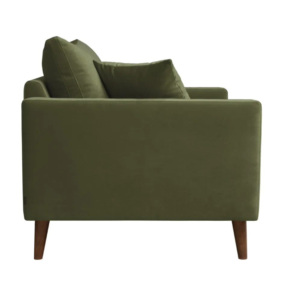 Discount Drawer VILLABON Fauteuil XL en velours pieds bois foncé