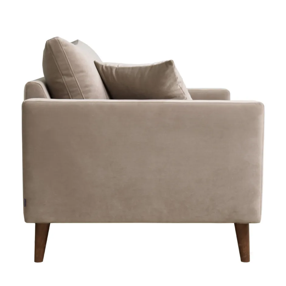 Discount Drawer VILLABON Fauteuil XL en velours pieds bois foncé