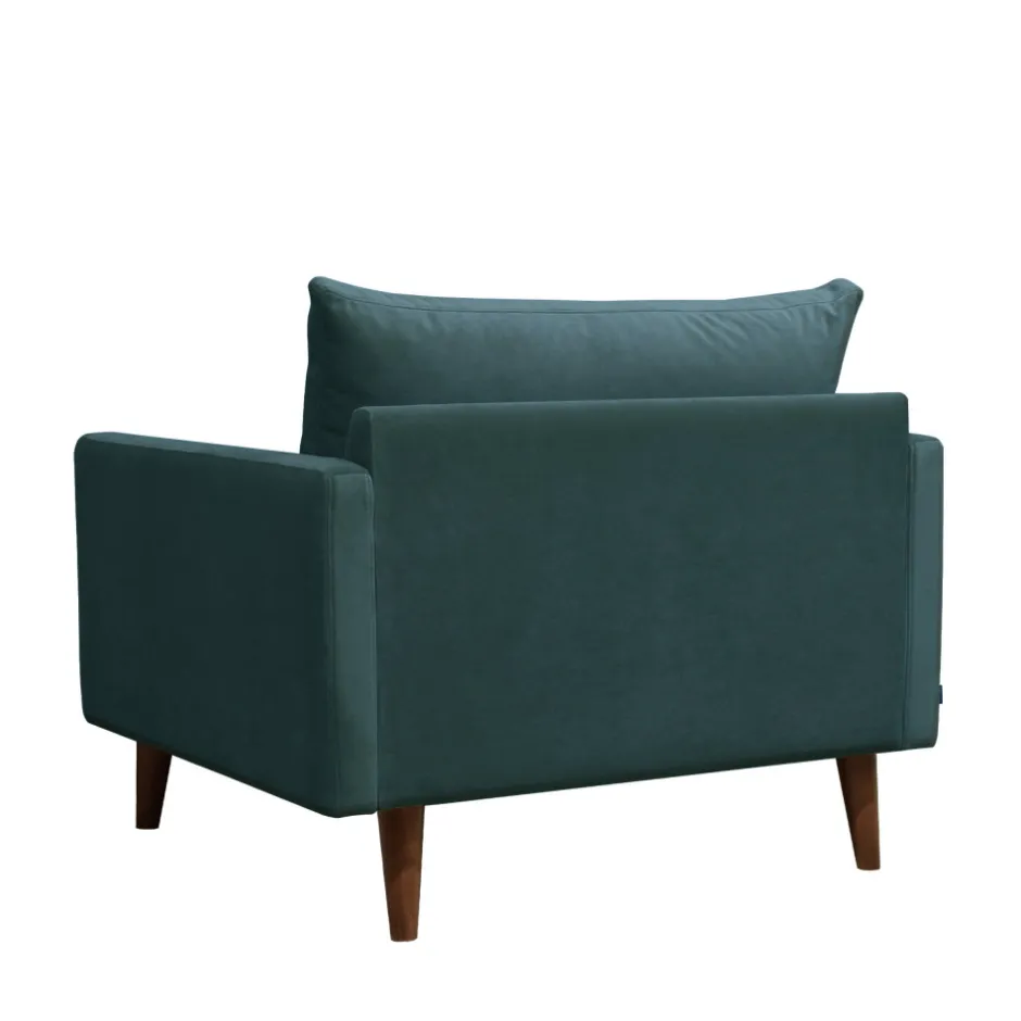 Discount Drawer VILLABON Fauteuil XL en velours pieds bois foncé