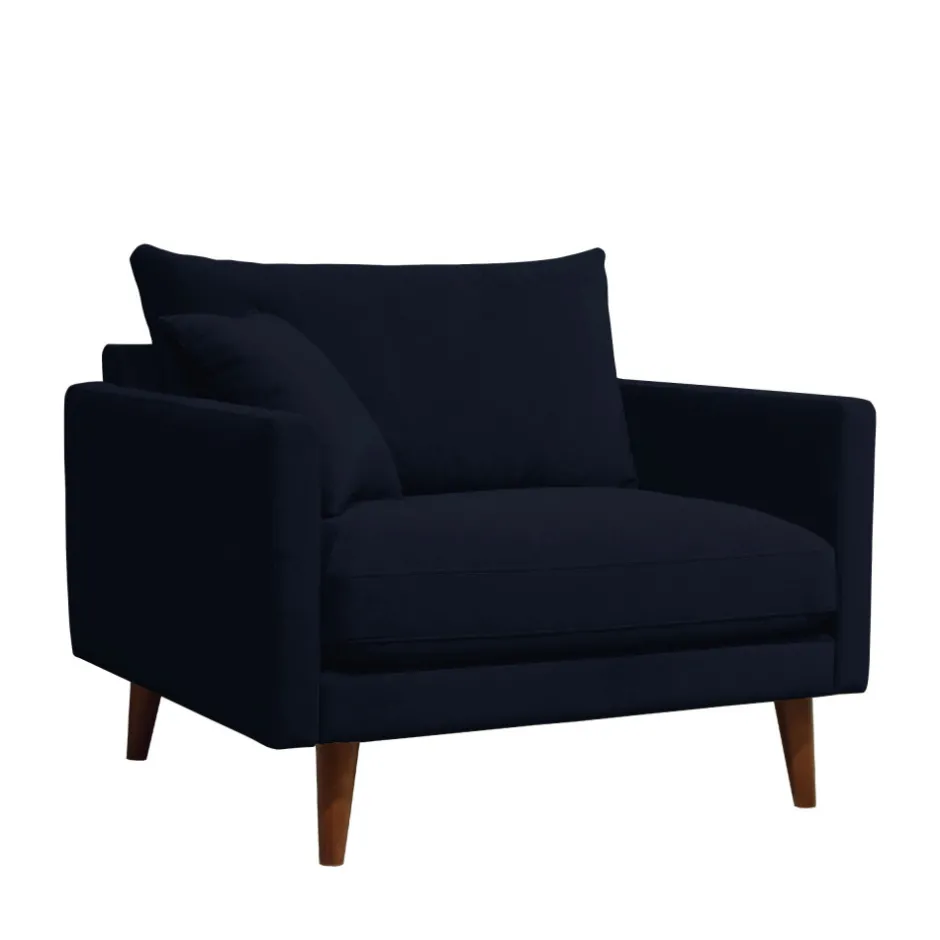 Discount Drawer VILLABON Fauteuil XL en velours pieds bois foncé