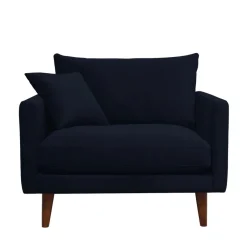 Discount Drawer VILLABON Fauteuil XL en velours pieds bois foncé