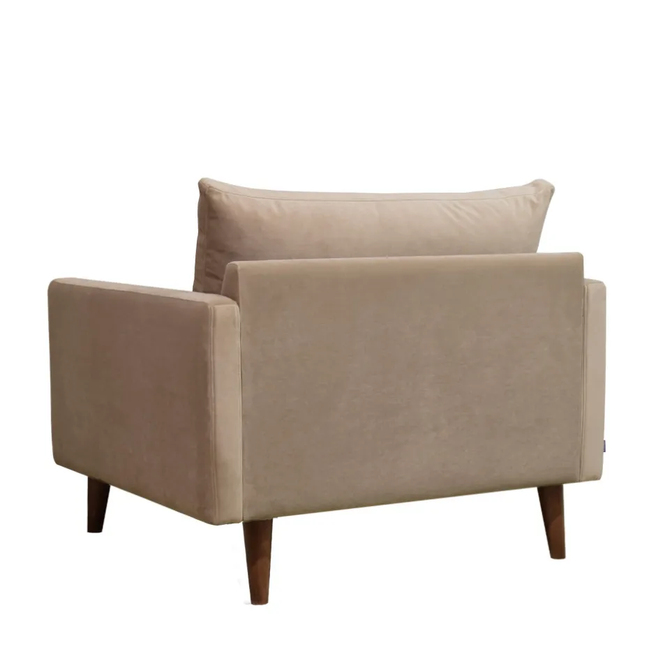 Discount Drawer VILLABON Fauteuil XL en velours pieds bois foncé