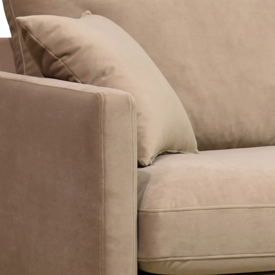 Discount Drawer VILLABON Fauteuil XL en velours pieds bois foncé