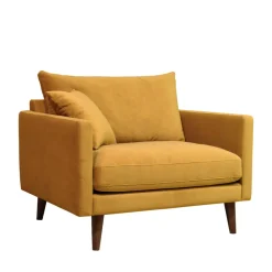 Discount Drawer VILLABON Fauteuil XL en velours pieds bois foncé