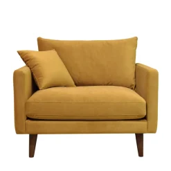 Discount Drawer VILLABON Fauteuil XL en velours pieds bois foncé