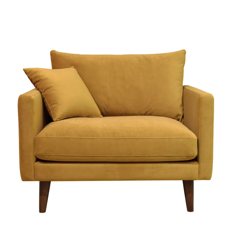 Discount Drawer VILLABON Fauteuil XL en velours pieds bois foncé