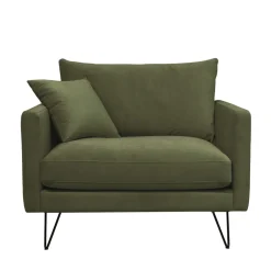 Clearance Drawer VILLABON Fauteuil XL en velours pieds épingles noirs