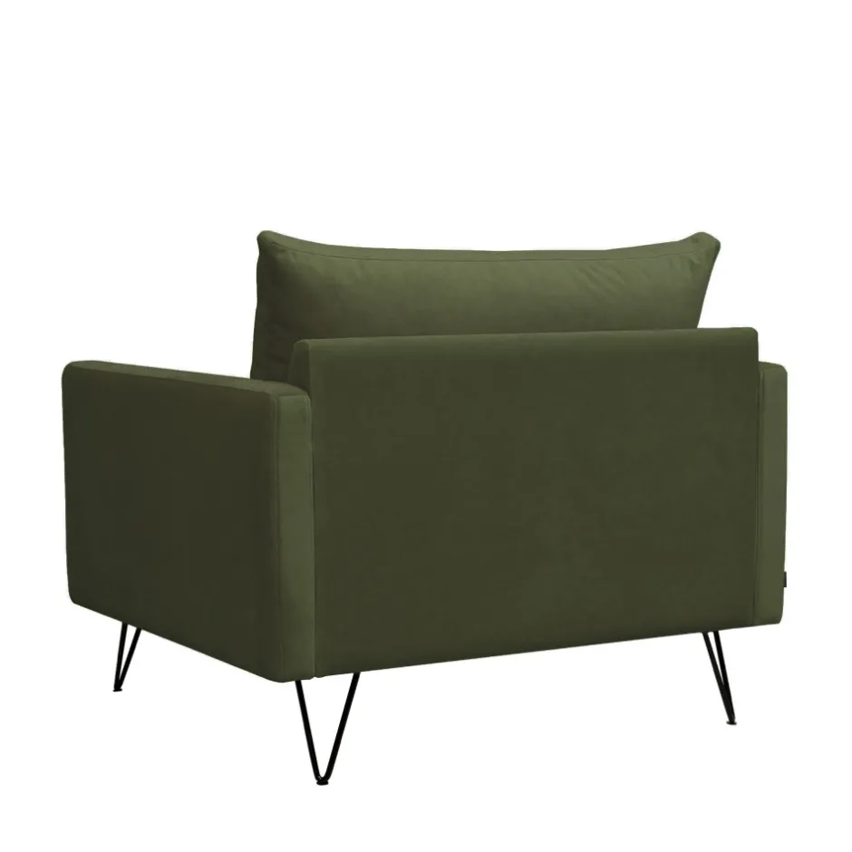 Clearance Drawer VILLABON Fauteuil XL en velours pieds épingles noirs