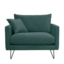 Clearance Drawer VILLABON Fauteuil XL en velours pieds épingles noirs
