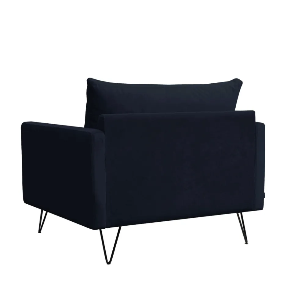 Clearance Drawer VILLABON Fauteuil XL en velours pieds épingles noirs