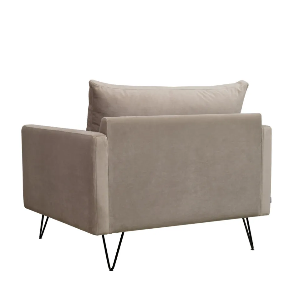 Clearance Drawer VILLABON Fauteuil XL en velours pieds épingles noirs