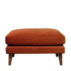 Clearance Drawer VILLABON Pouf en velours pieds bois foncé