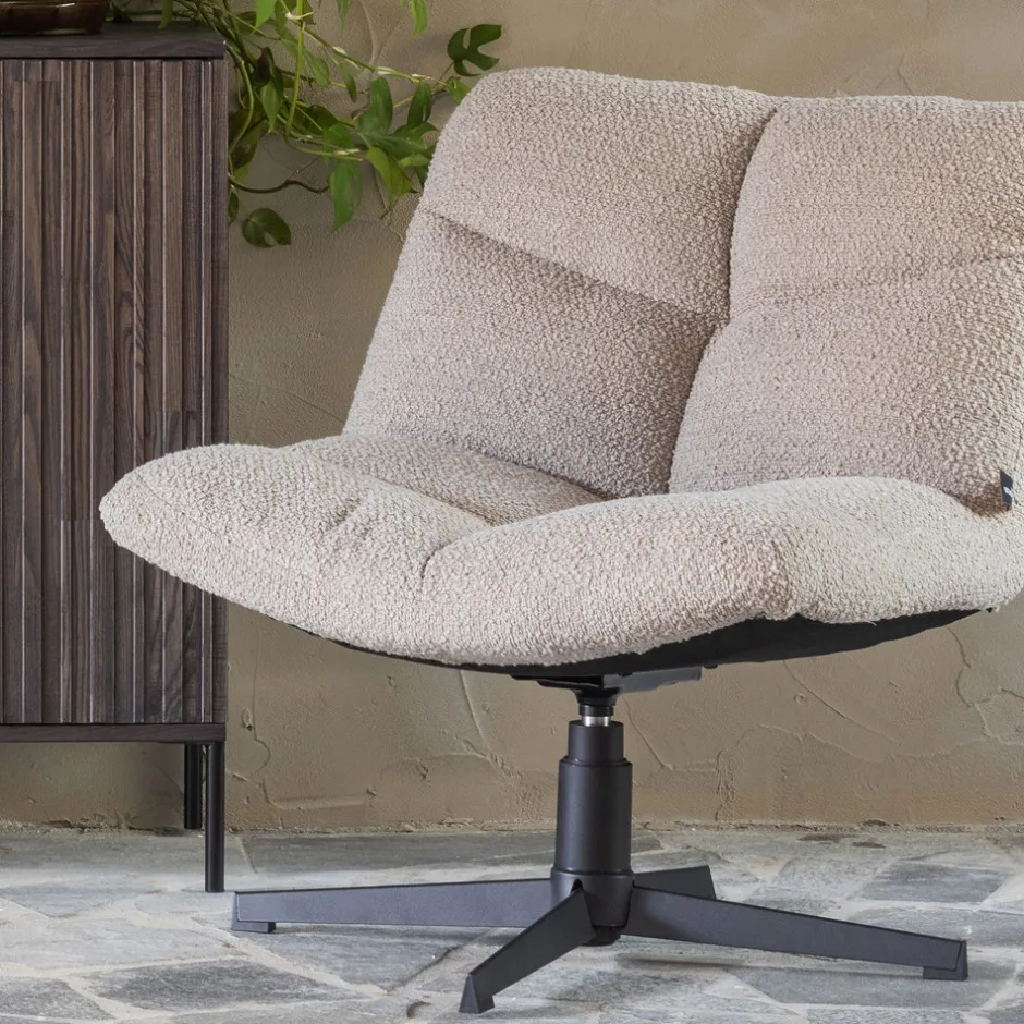 Online Woood VINNY Fauteuil pivotant en tissu bouclette