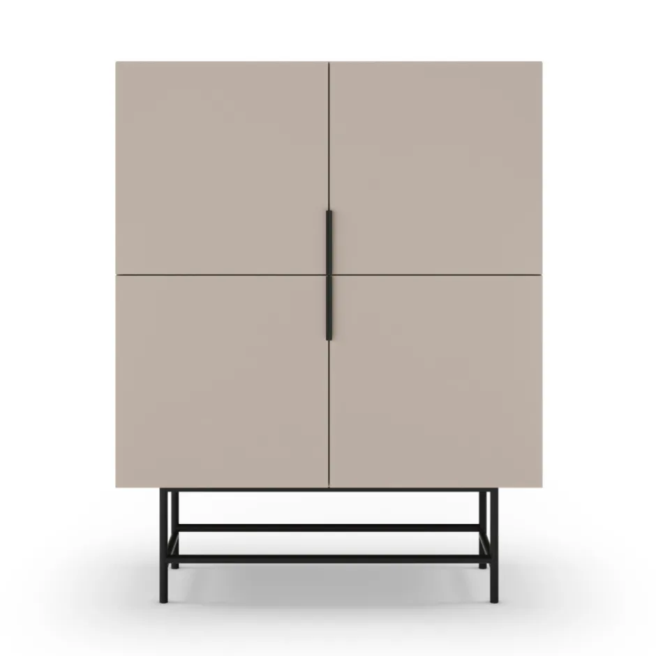 New No name VINTARA Buffet haut 4 portes en bois et métal H128cm