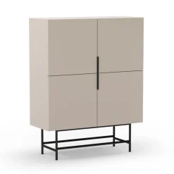 New No name VINTARA Buffet haut 4 portes en bois et métal H128cm