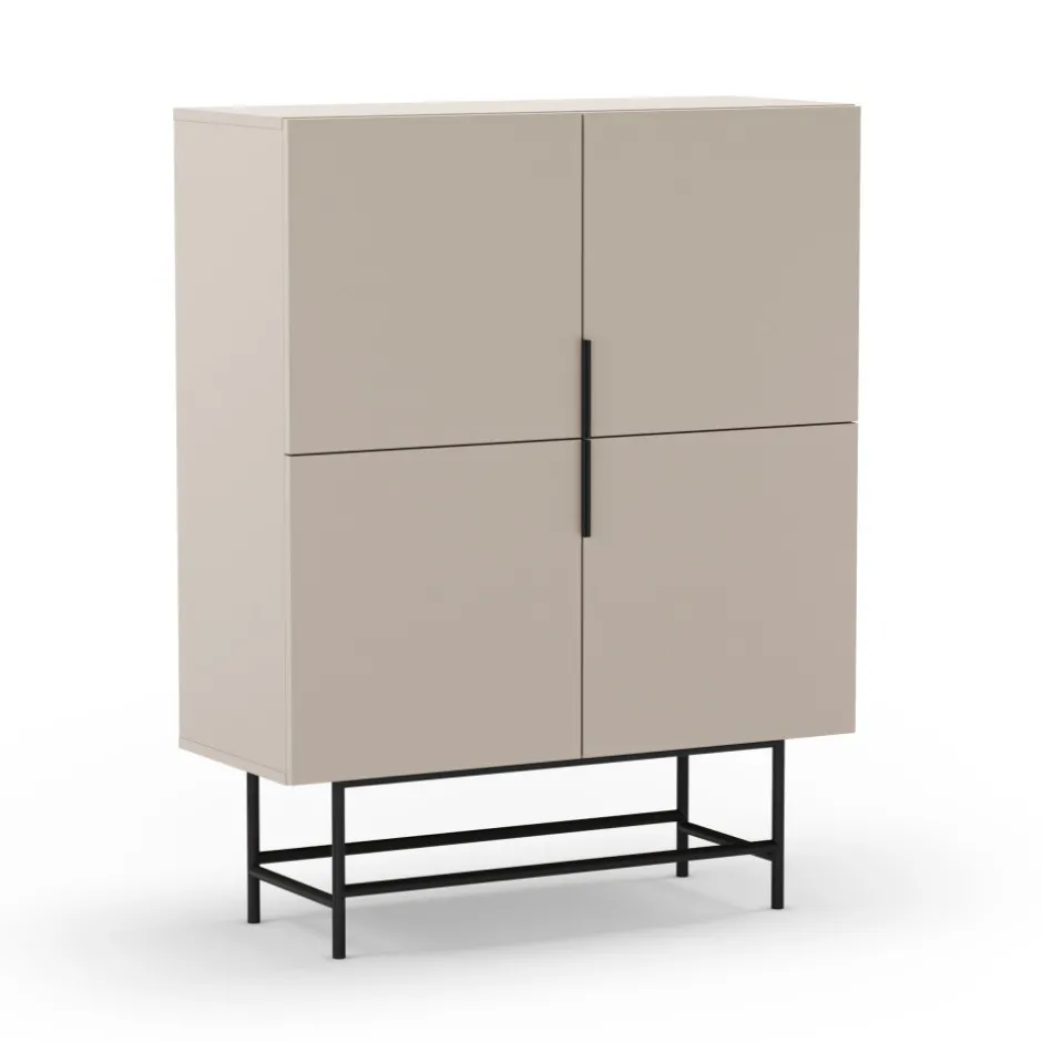 New No name VINTARA Buffet haut 4 portes en bois et métal H128cm