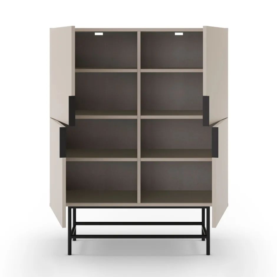 New No name VINTARA Buffet haut 4 portes en bois et métal H128cm