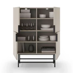 New No name VINTARA Buffet haut 4 portes en bois et métal H128cm