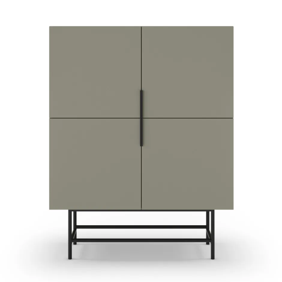 New No name VINTARA Buffet haut 4 portes en bois et métal H128cm