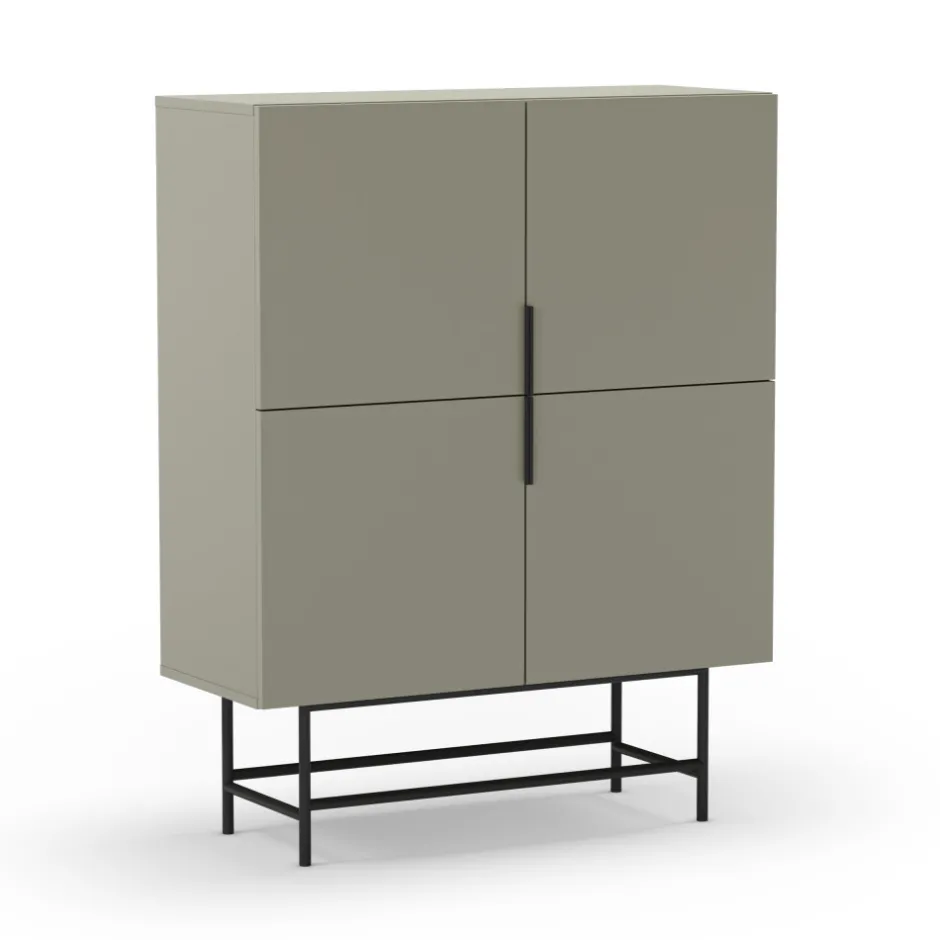 New No name VINTARA Buffet haut 4 portes en bois et métal H128cm
