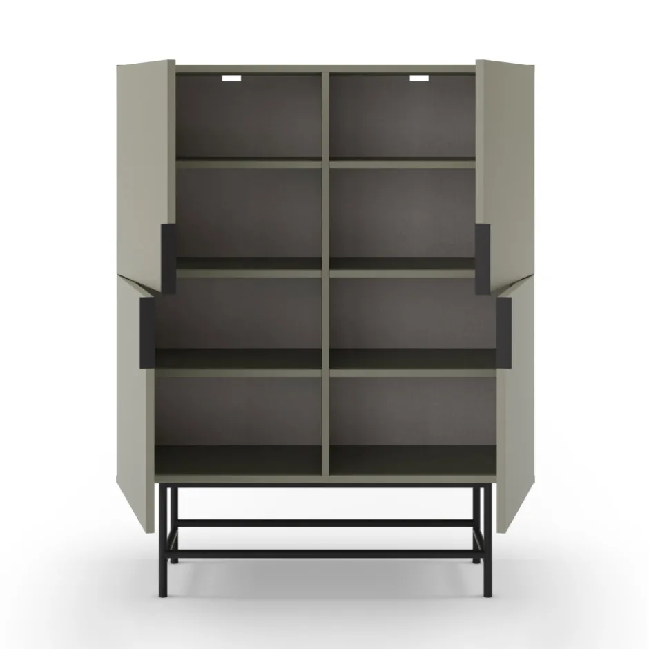 New No name VINTARA Buffet haut 4 portes en bois et métal H128cm