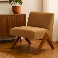 New Drawer VINTO Fauteuil en tissu pieds bois