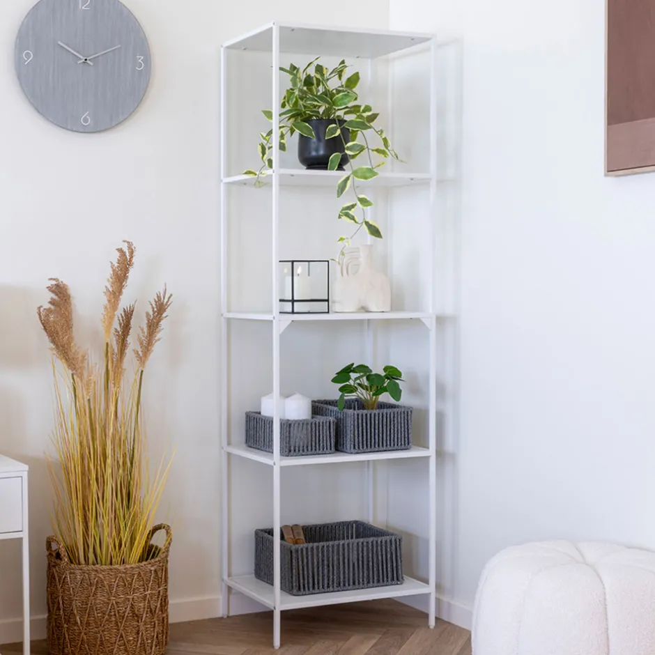 Best House Nordic VITA Etagère en bois et métal blanc 51x170cm