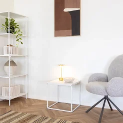 Outlet House Nordic VITA Table d'appoint en bois et métal blanc