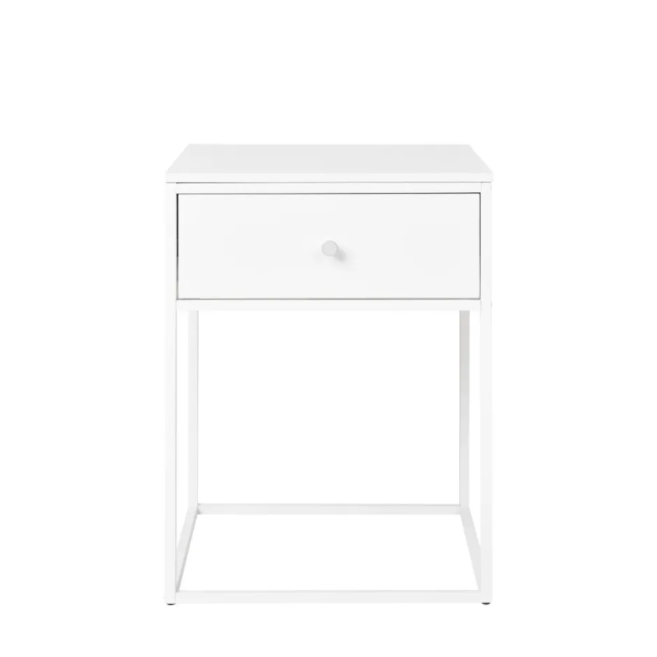 Hot House Nordic VITA Table de chevet avec tiroir en bois et métal blanc