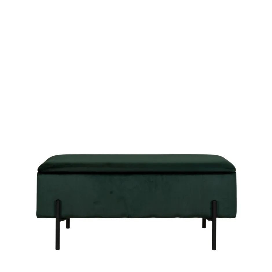 Clearance House Nordic WATFORD Banc avec coffre de rangement en velours et métal