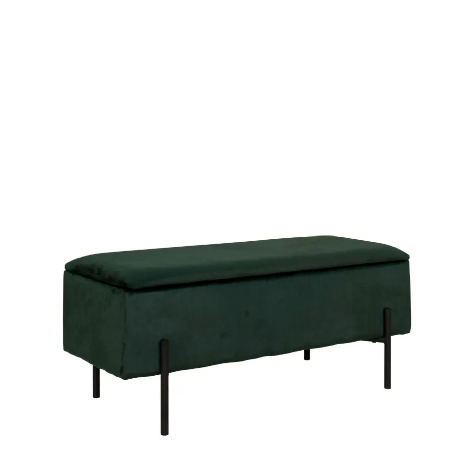 Clearance House Nordic WATFORD Banc avec coffre de rangement en velours et métal