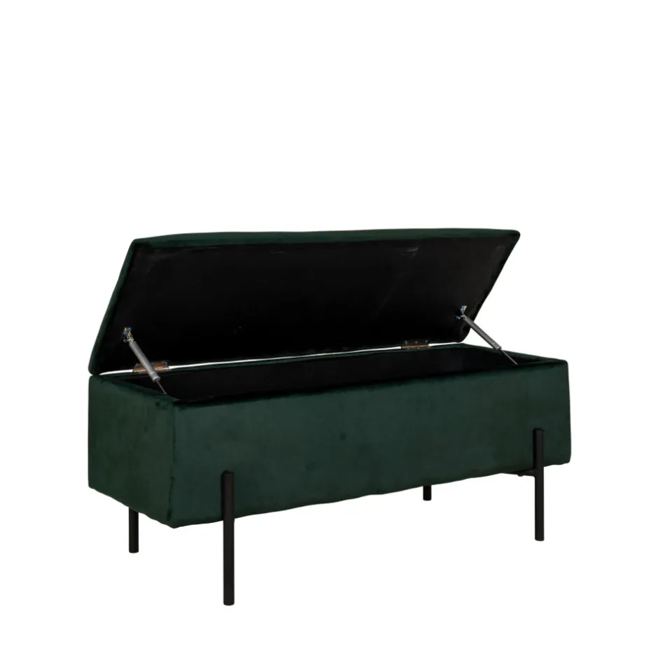 Clearance House Nordic WATFORD Banc avec coffre de rangement en velours et métal