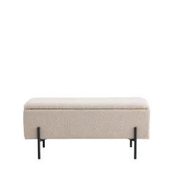 Best House Nordic WATFORD Banc coffre en tissu bouclette et métal L95cm