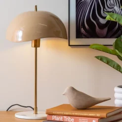 Online Leitmotiv WAVED DOME Lampe à poser en métal et marbre